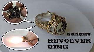 Unique silver ring with hidden revolver mechanics