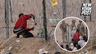 Video catches migrant cutting Texas border fence before National Guard troops stop illegal crossers