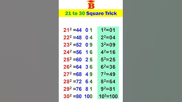 21 to 30 square Trick