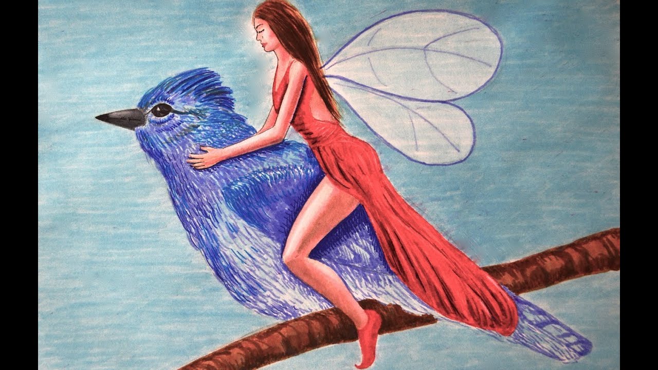 How to Draw a Blue Jay and a Fairy With Color Markers