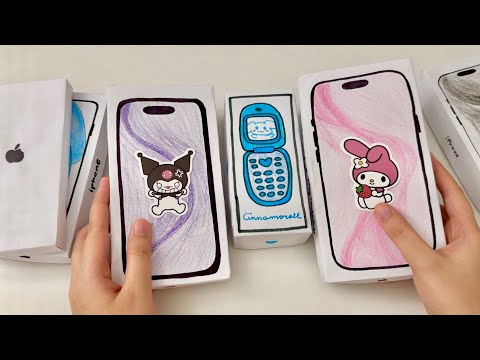[💸paper diy💸] SANRIO PAPER PHONES Collection unboxing! | asmr compilation