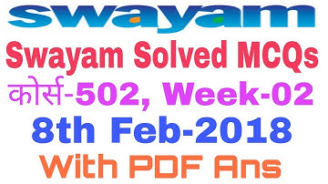 Swayam MCQs Test Solved 502 week-2 With PDF Ans.