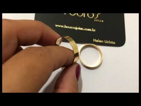 Par de Alianças Quadrada de Ouro 18k 3 Gramas