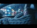 Heavy Rainfall on Car Windows During a Calm and Relaxing Night Storm