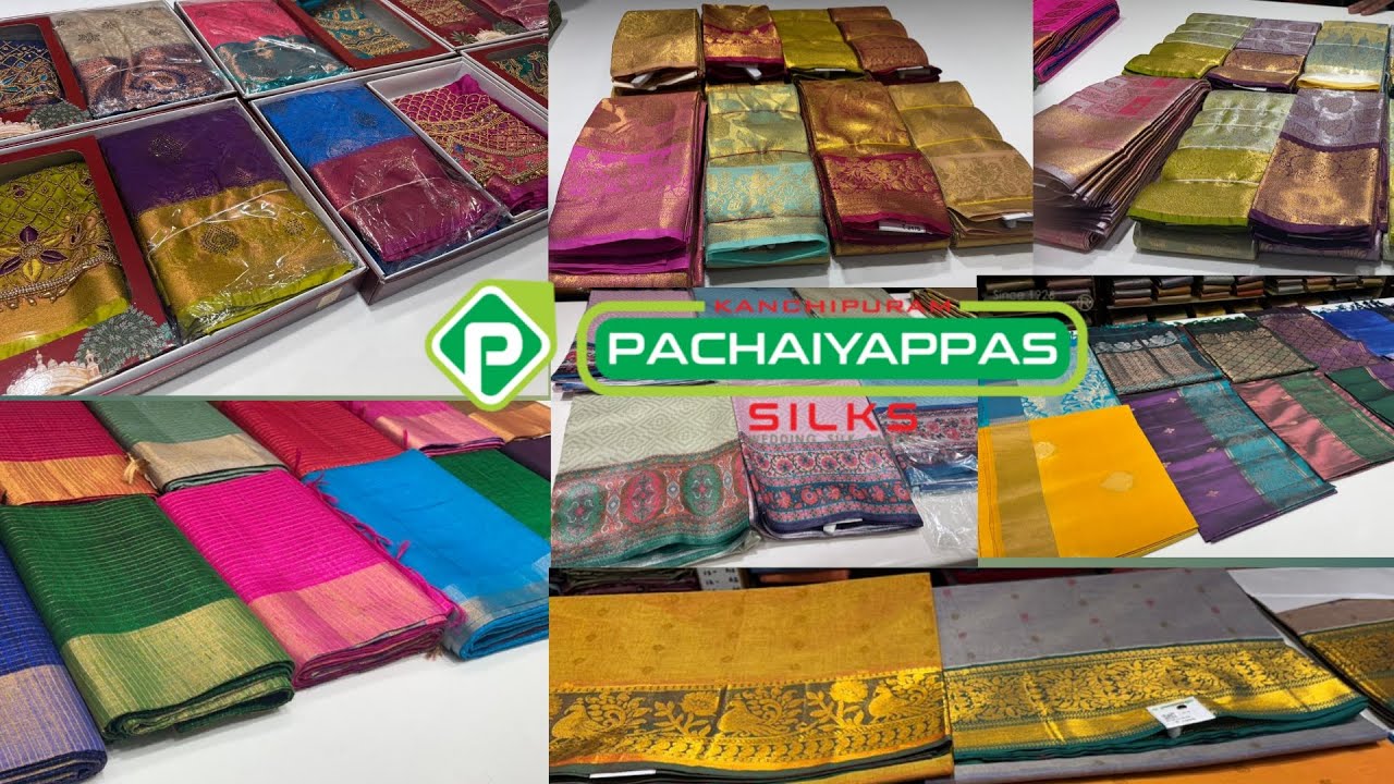 T Nagar Pachaiyappas Silks Wedding Silks with Aari Blouse|Semi Silk|Jute Silk|Discount Sarees15- 35%