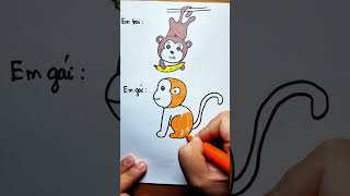 Bạn thích vẽ khỉ theo cách của ai? #monkey #drawing #art #artist #draw #howtodraw #shortvideo #fypシ