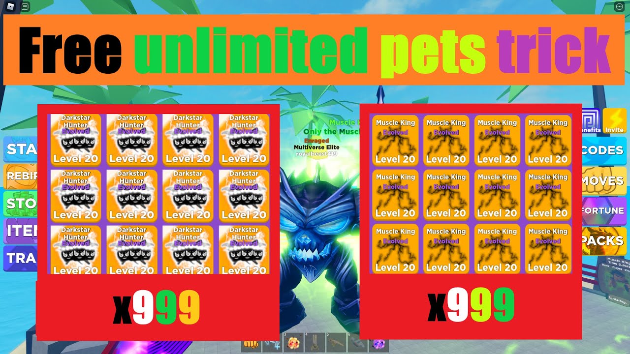 How to get unlimited pets and aura in Muscle Legends Easy trick YouTube