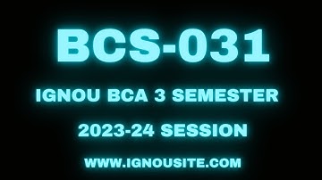 IGNOU BCS-031 solved assignment 2023-24 Download || BCA 3rd semester solved assignments.