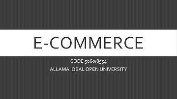 Unit 3, E-Commerce, Code 5060/8554, AIOU