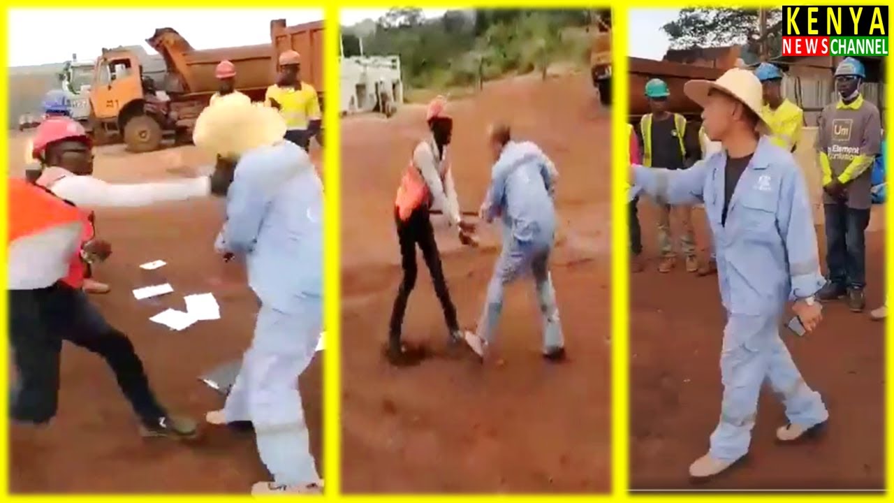 African and Chinese contractor fight at project site😂 - YouTube