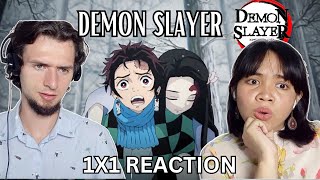 Anime NOOB couple REACT to Demon Slayer 1x1