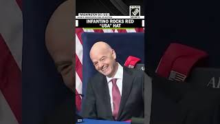FIFA President Infantino wears red “USA” hat at Board of Peace meeting