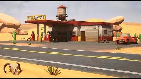 3D Environment Stylized Desert Gas Station - Unreal Engine 5