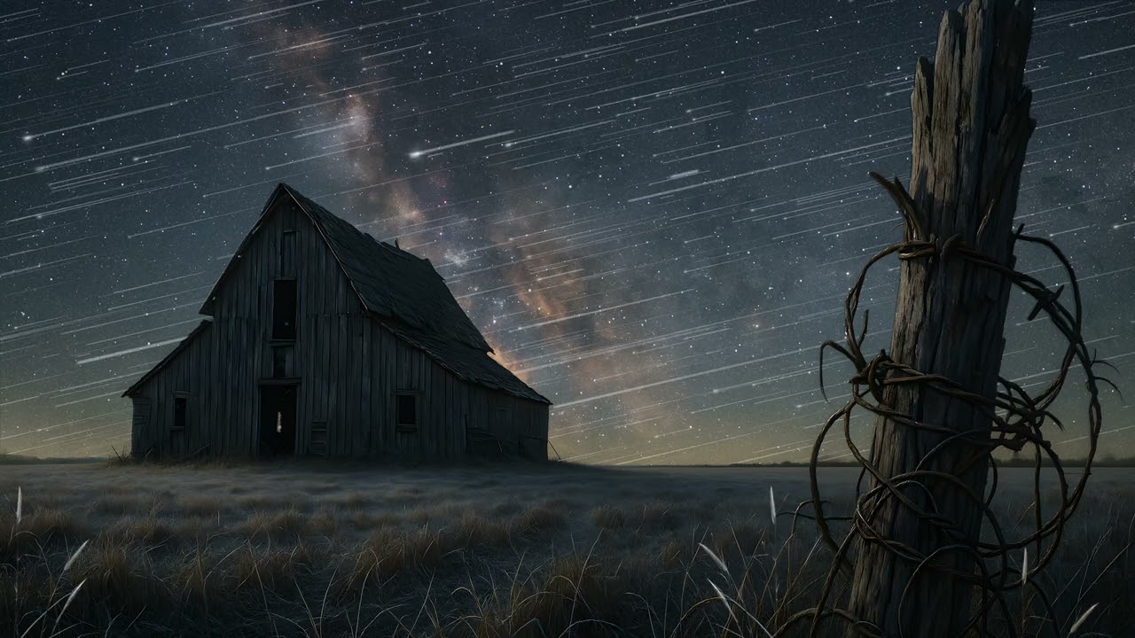 Abandoned Barn Under Meteor Shower | Intense Wind & Nature Sounds for Deep Focus