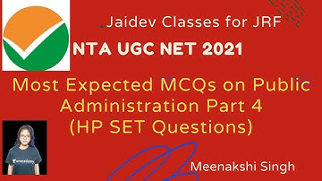 Most Expected MCQs on Public Administration Part 3 I NTA UGC NET/SET I Meenakshi Singh