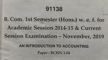 B.COM(H) | 1st Sem | An introduction to accounting | MDU QUESTION PAPER