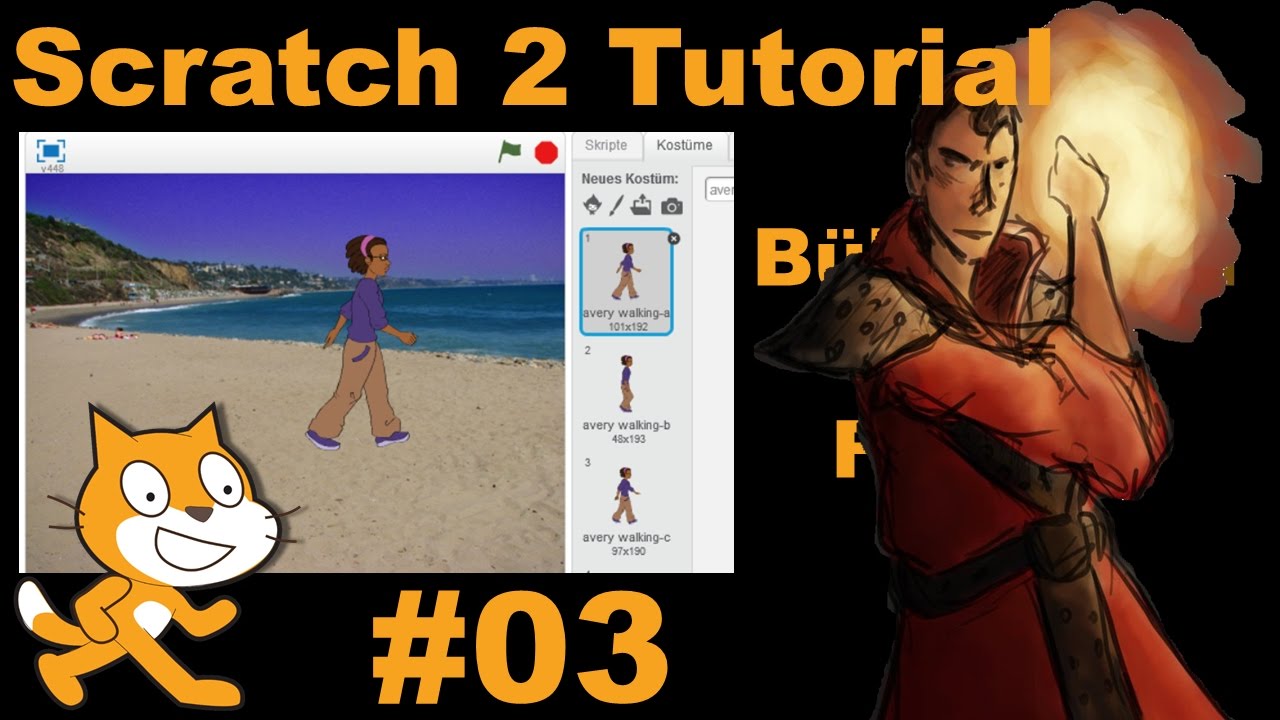 Scratch 2 Tutorial 03 - Der Bereich Bühnenbild und Figuren (german