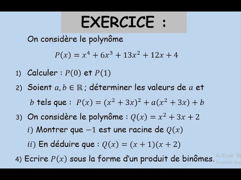 Polynômes-Racine d'un polynôme-Division euclidienne-Exercice (TCS.BIOF) (Tronc commun science)