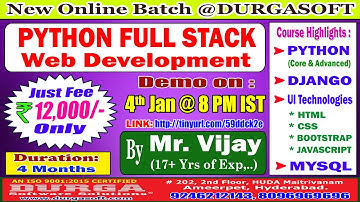 PYTHON FULL STACK Web Development Online Training @ DURGASOFT