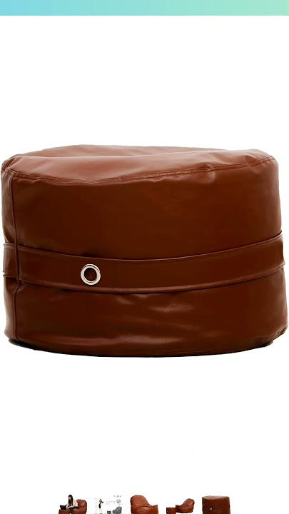 Couchette® Faux Leather XXXL Lounge Chair Luxury Bean Bag Cover with Footrest, Without Beans, Tan