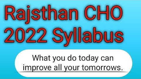 CHO.Exam . Syllabus 2022.NHM rajsthan.