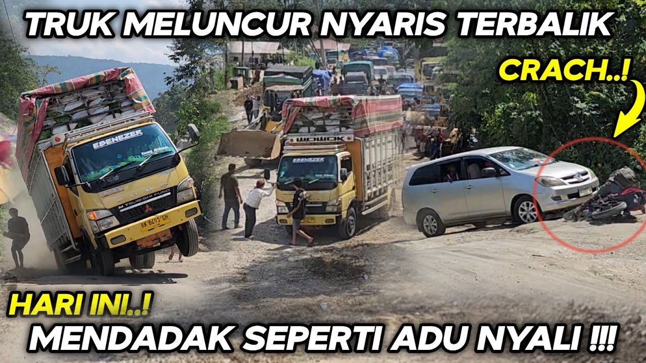 Truk Meluncur Nyaris Terbalik !!! Mendadak Seperti Adu Nyali Di Tanjakan Batu Jomba