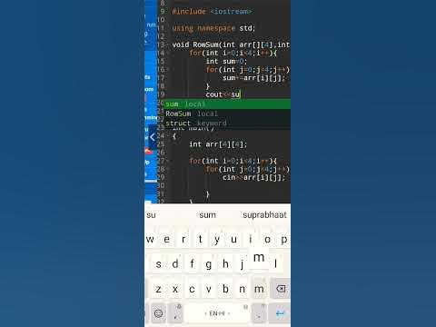 2D arrays Sum Of Row | C++ Clean Code | For Following More Code😈👾 - YouTube