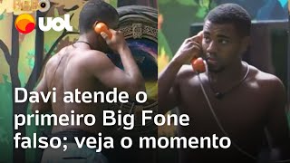 BBB 24: Davi atende o primeiro Big Fone falso e brothers ficam confusos; veja vídeo do momento