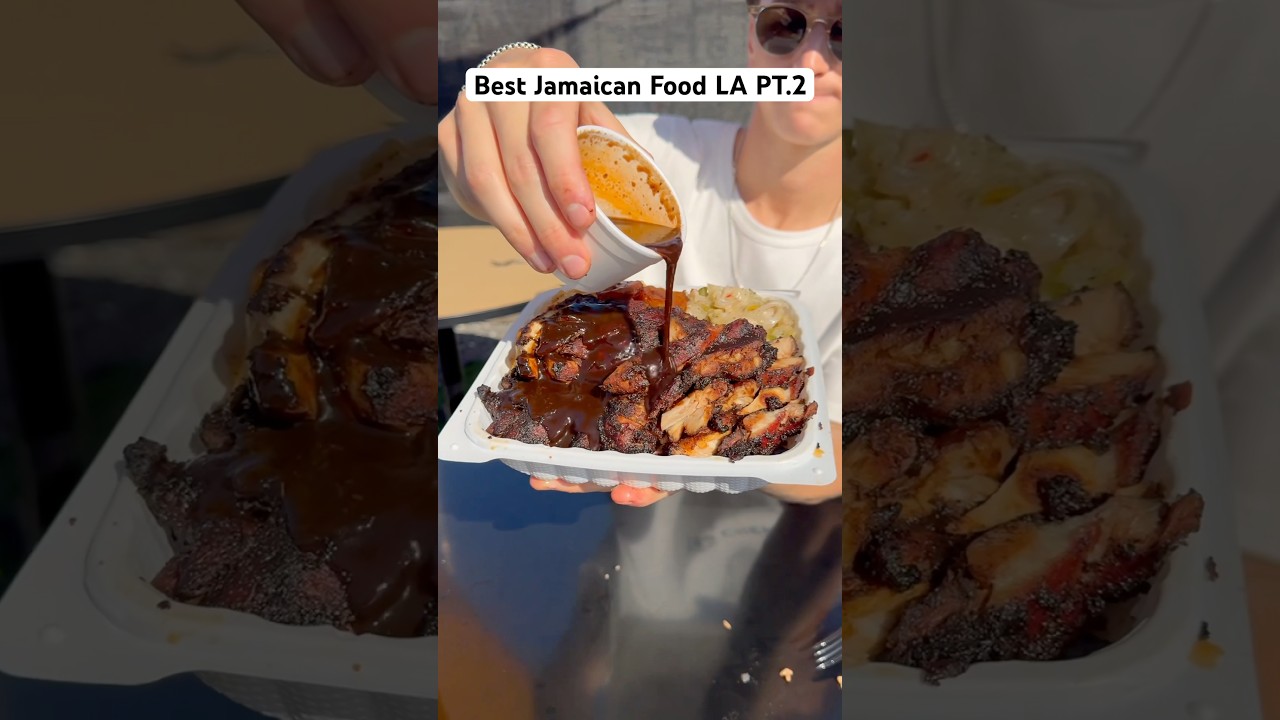 Trying the best Jamaican Food in LA PT 2 📍Tev’s Family Kitchen #jamaicanfood #la #food jerkchicken