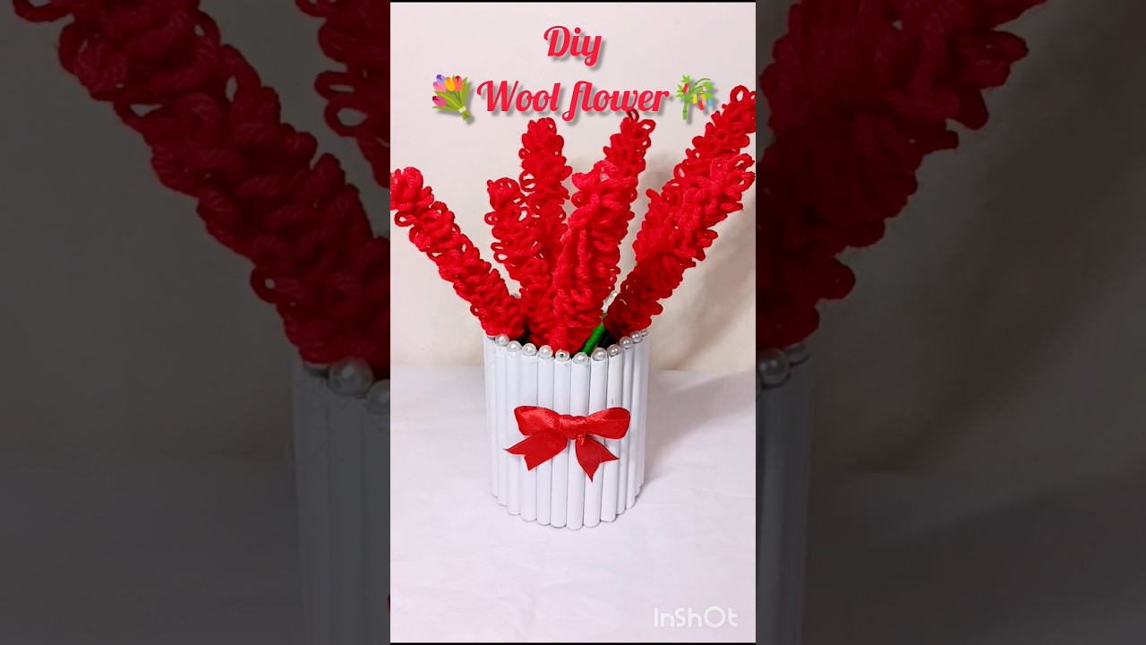 DIY 💐Wool Flower🎋#shortsvideo #craftyhome #youtubeshort #homemade #trendingshorts
