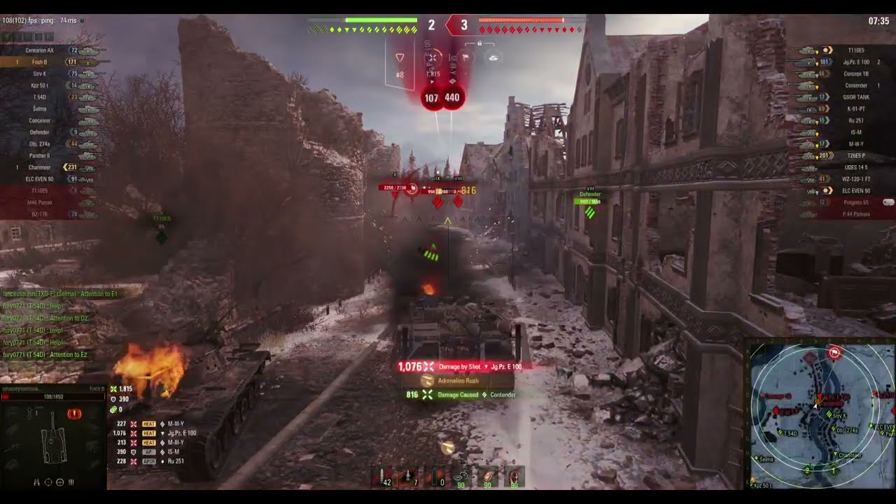 WOT FochB takes a few HPs from enemy team