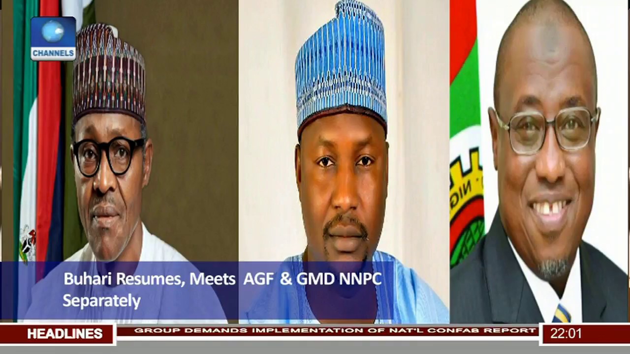 News@10: Buhari Resumes, Holds Separate Meetings With Agf, Gmd Nnpc 02/05/17 Pt.1