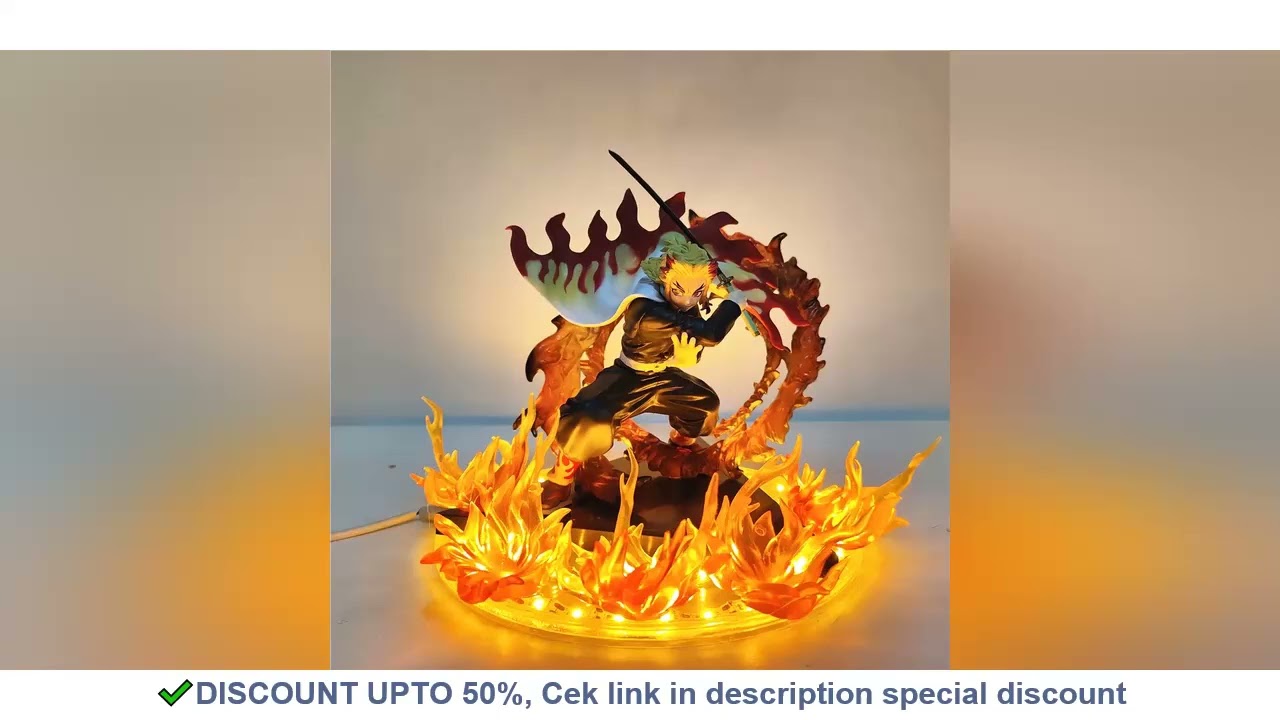 Demon Slayer Rengoku Kyoujurou Anime Figures Fire Led Scene DIY PVC Action Figure Toys Kimetsu no Ya