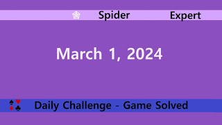 Microsoft Solitaire Collection | Spider Expert | March 1, 2024 | Daily Challenges screenshot 5