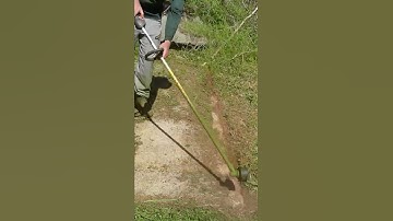 Lawn Edging with a String Trimmer around a Nasty Overgrown Patio