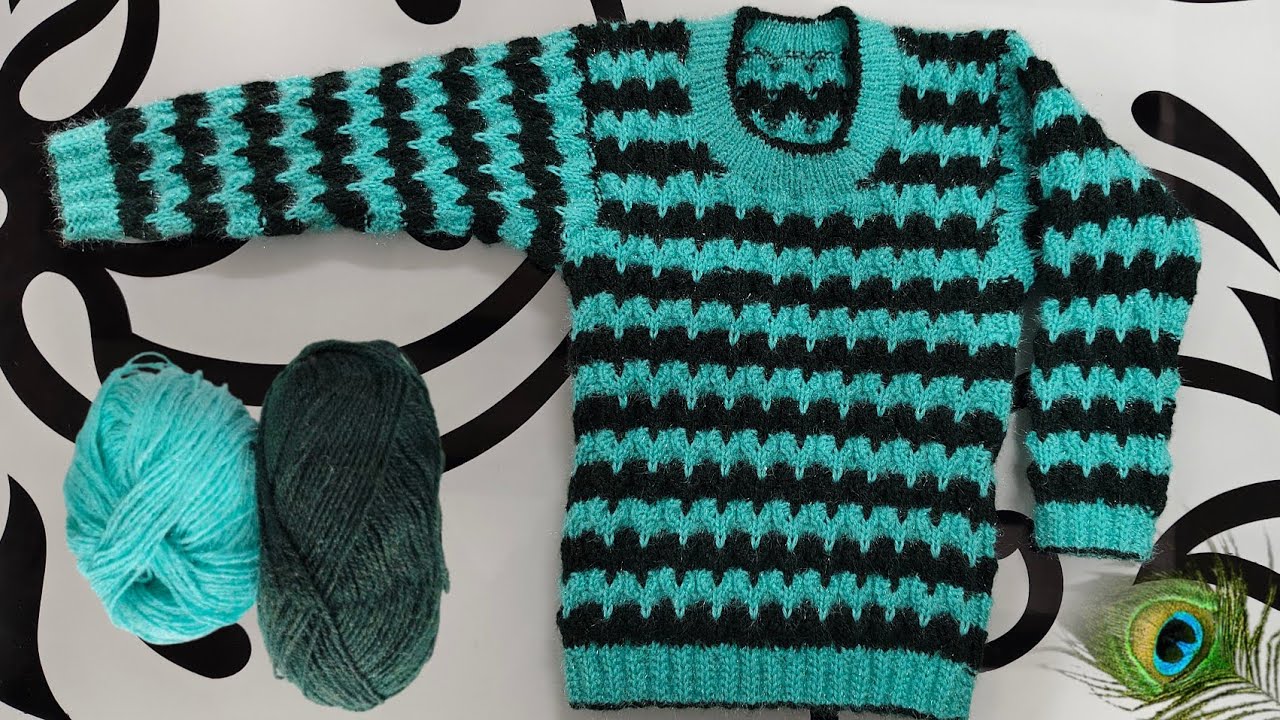Very Beautiful Two Colours Baby Sweater🧥New Knitting Pattern For Two ...