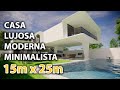 ☀️ CASA MODERNA MINIMALISTA (en terreno de 15x25m) | INDOOR-OUTDOOR MINIMALIST House