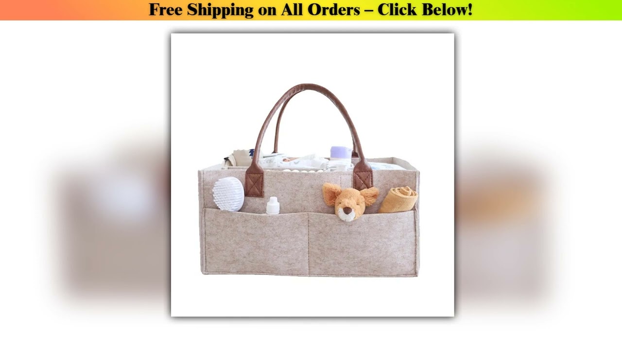Baby Felt Storage Nursery Organizer Basket Infant Diaper Bag with Handle Caddy Changing Nappy Kids