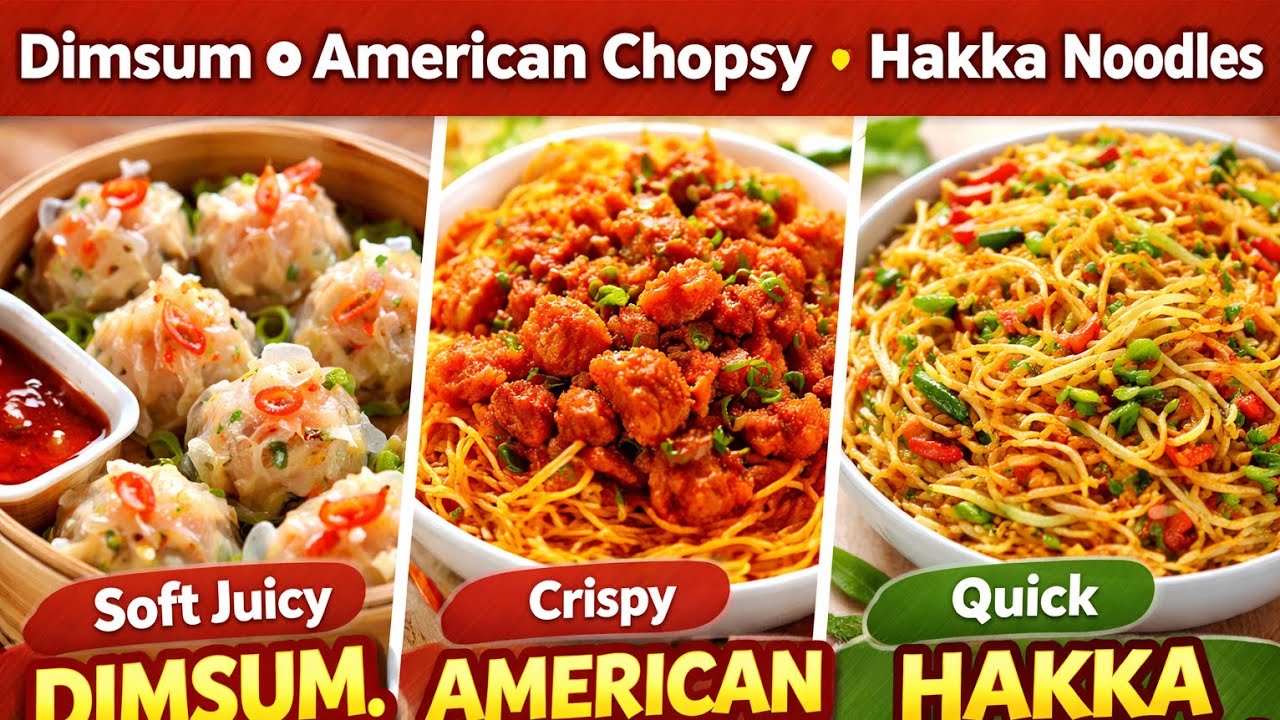 Dimsum 🥟 | American Chopsy | Veg Hakka Noodles 🍜 | Quick & Tasty Indo ...