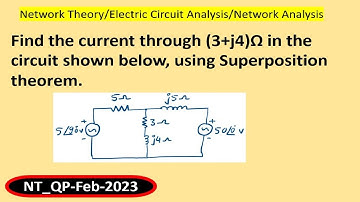 Find current in (3+j4) using Superposition theorem