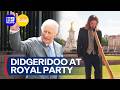 Young NSW man plays didgeridoo at Buckingham Palace Garden Party | 9 News Australia