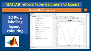 MATLAB tutorial for Beginners to expert: 2D plot and labelling, plot with colors and legend #15