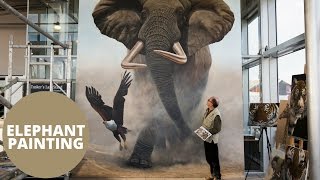 Artist paints the world's biggest painting of an elephant