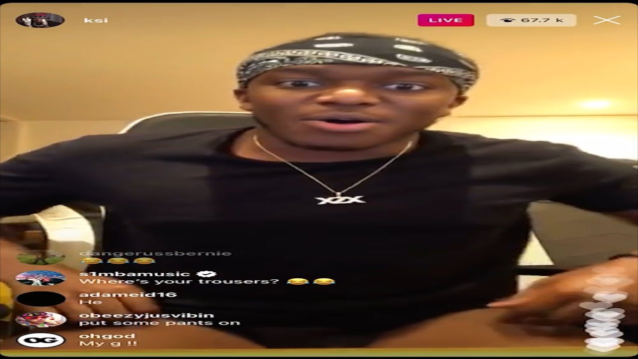 KSI Forgets To Wear Trousers Before Going Live