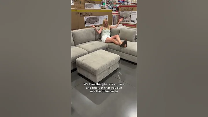 How nice is this sectional with a chaise and a storage ottoman! #costco #costcofinds #sectional