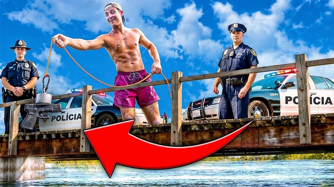 Pescaria com ímã com a polícia: resgatando provas desaparecidas