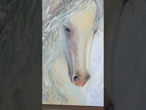 "Белая лошадь", холст, масло, 90-70 см. #арт #конь #живопись #белый_конь #картина #картина_лошадь