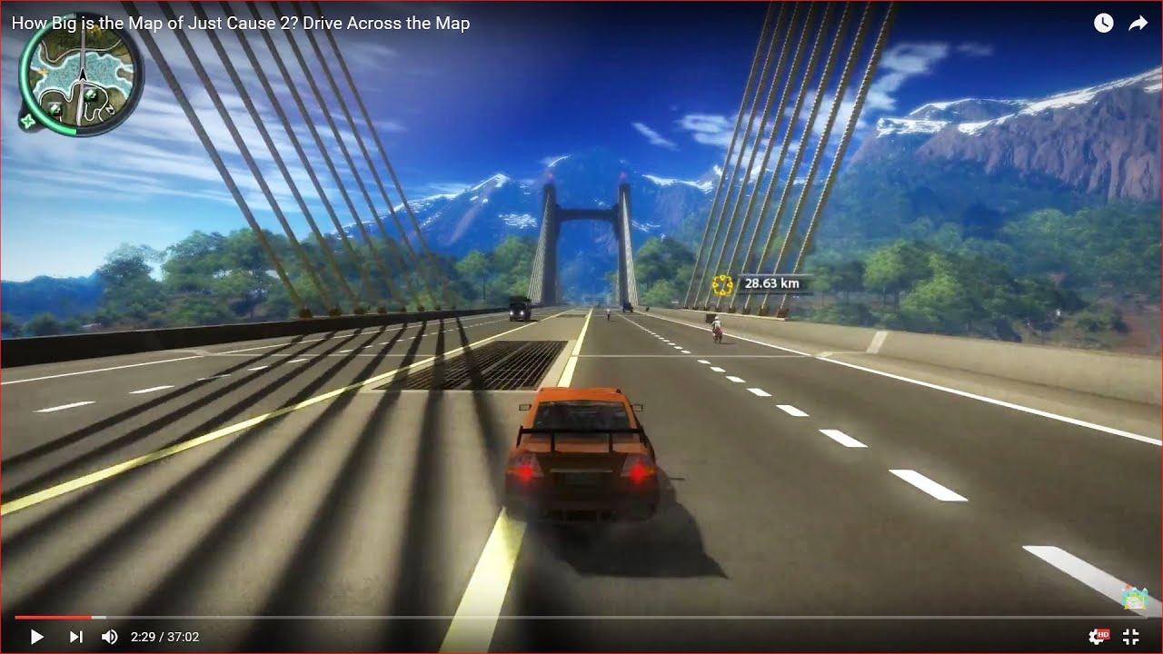 HOW BIG IS THE MAP in Just Cause 2? Drive Across the Map YouTube