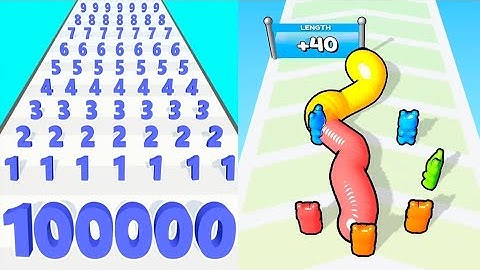 Number Run VS Gummy Worm Go! - All Levels SpeedRun Gameplay Android iOS Ep1