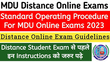 Mdu Standard Operating Procedure For Online Descriptive Exams 2023 | Mdu SOP 2023 | Mdu Online Exams